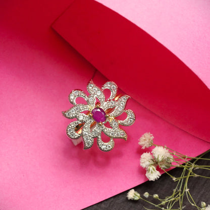 Rays and petals zirconia rings