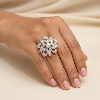 Rays and petals zirconia rings