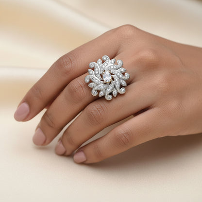 Twirl swirl zirconia rings