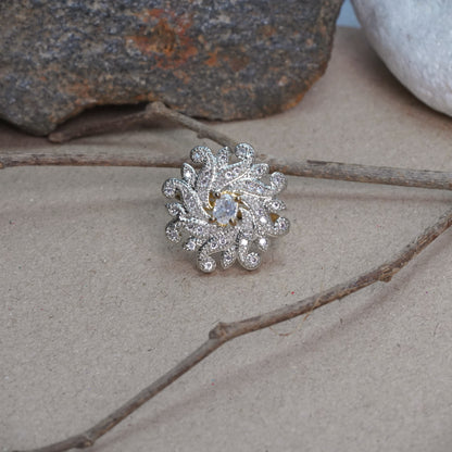 Twirl swirl zirconia rings