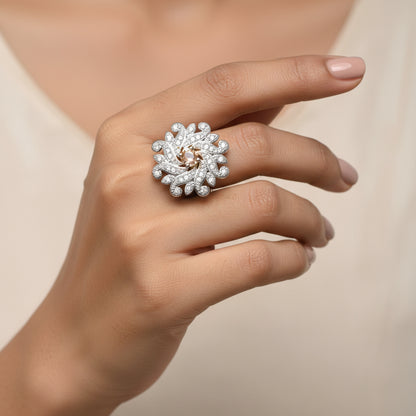 Twirl swirl zirconia rings