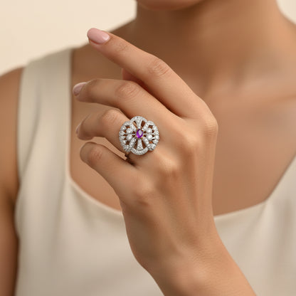 Urban Bloom stone studded zirconia rings