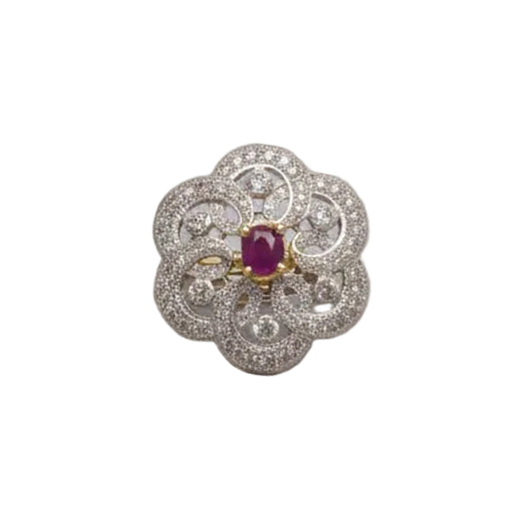 Flower swirls stone studded zirconia rings