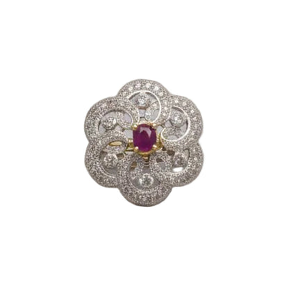 Flower swirls stone studded zirconia rings
