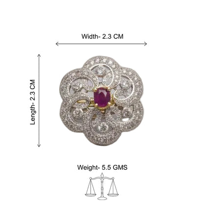 Flower swirls stone studded zirconia rings