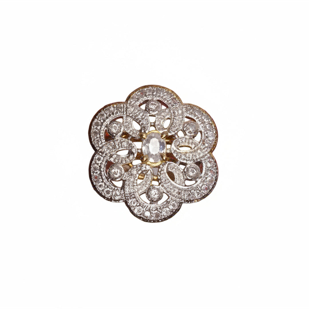Flower swirls stone studded zirconia rings