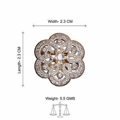 Flower swirls stone studded zirconia rings