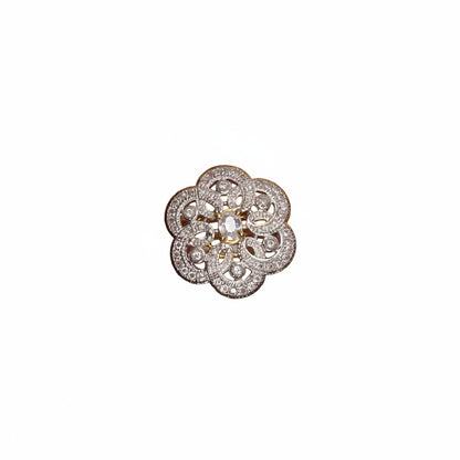 Flower swirls stone studded zirconia rings