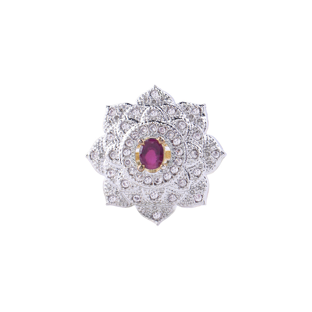 Lotus love stone studded zirconia rings