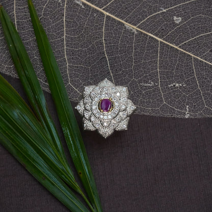 Lotus love stone studded zirconia rings