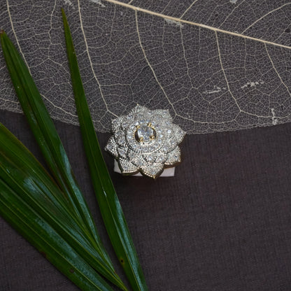 Lotus love stone studded zirconia rings