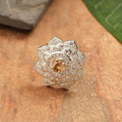 Lotus love stone studded zirconia rings