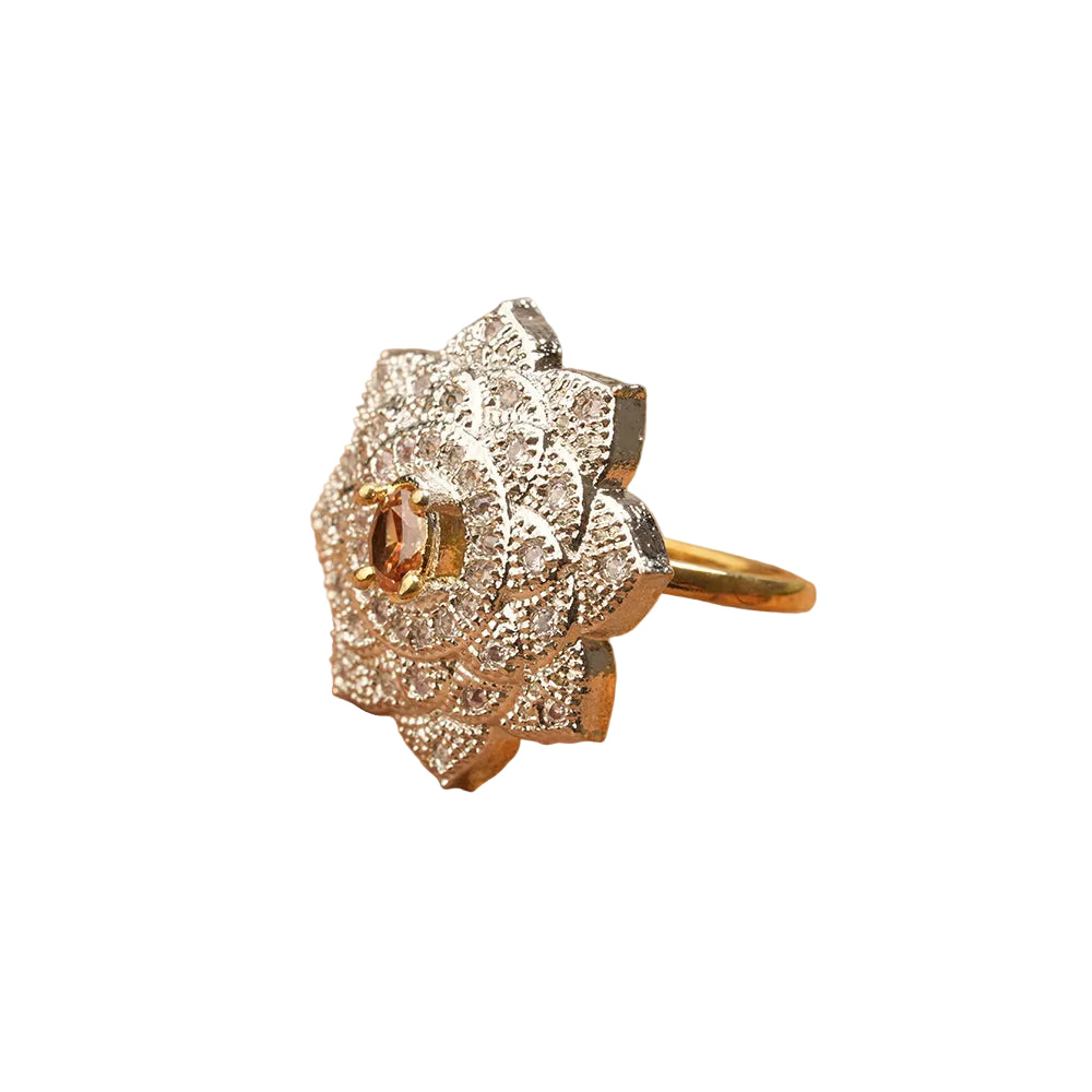 Lotus love stone studded zirconia rings