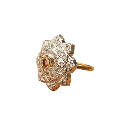 Lotus love stone studded zirconia rings