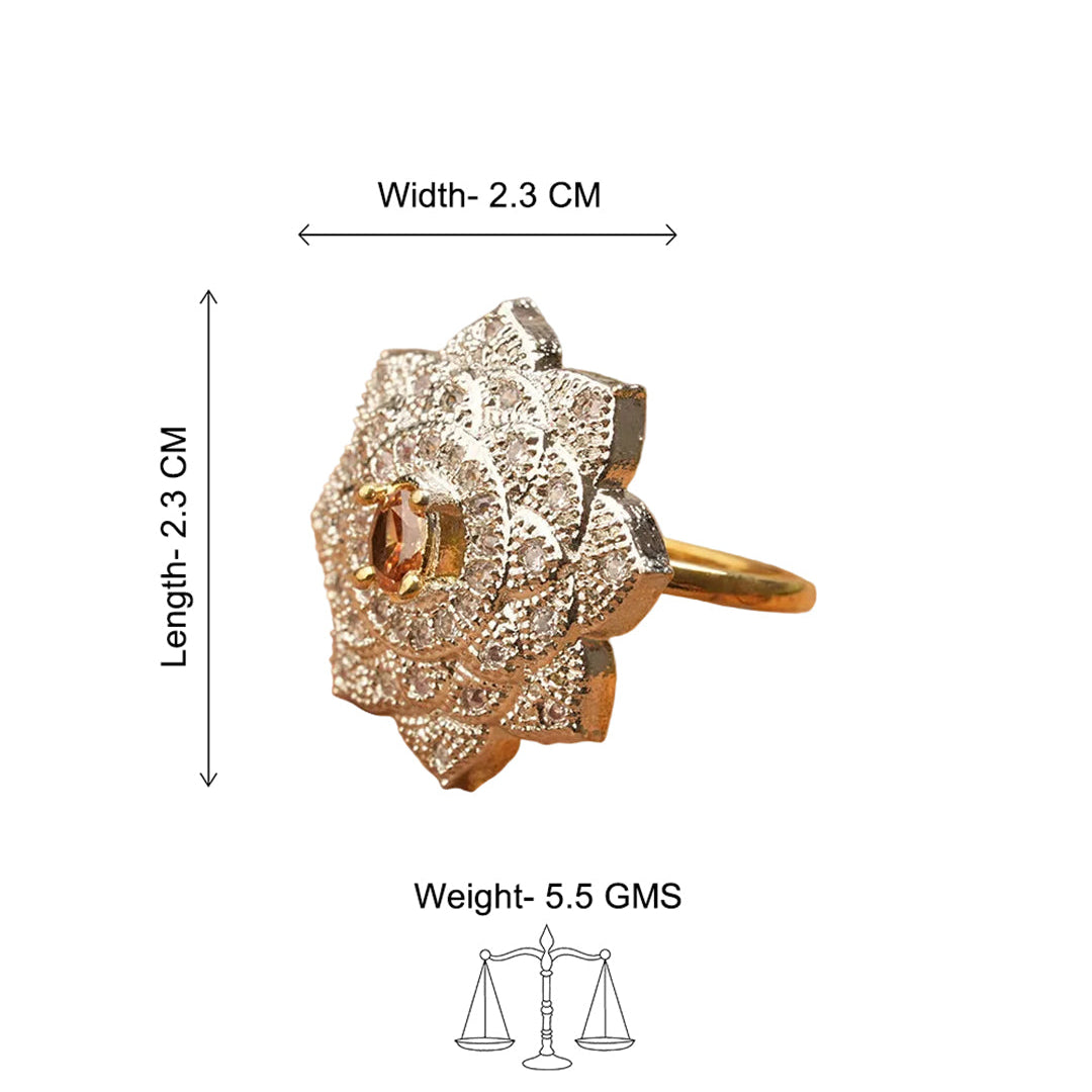 Lotus love stone studded zirconia rings