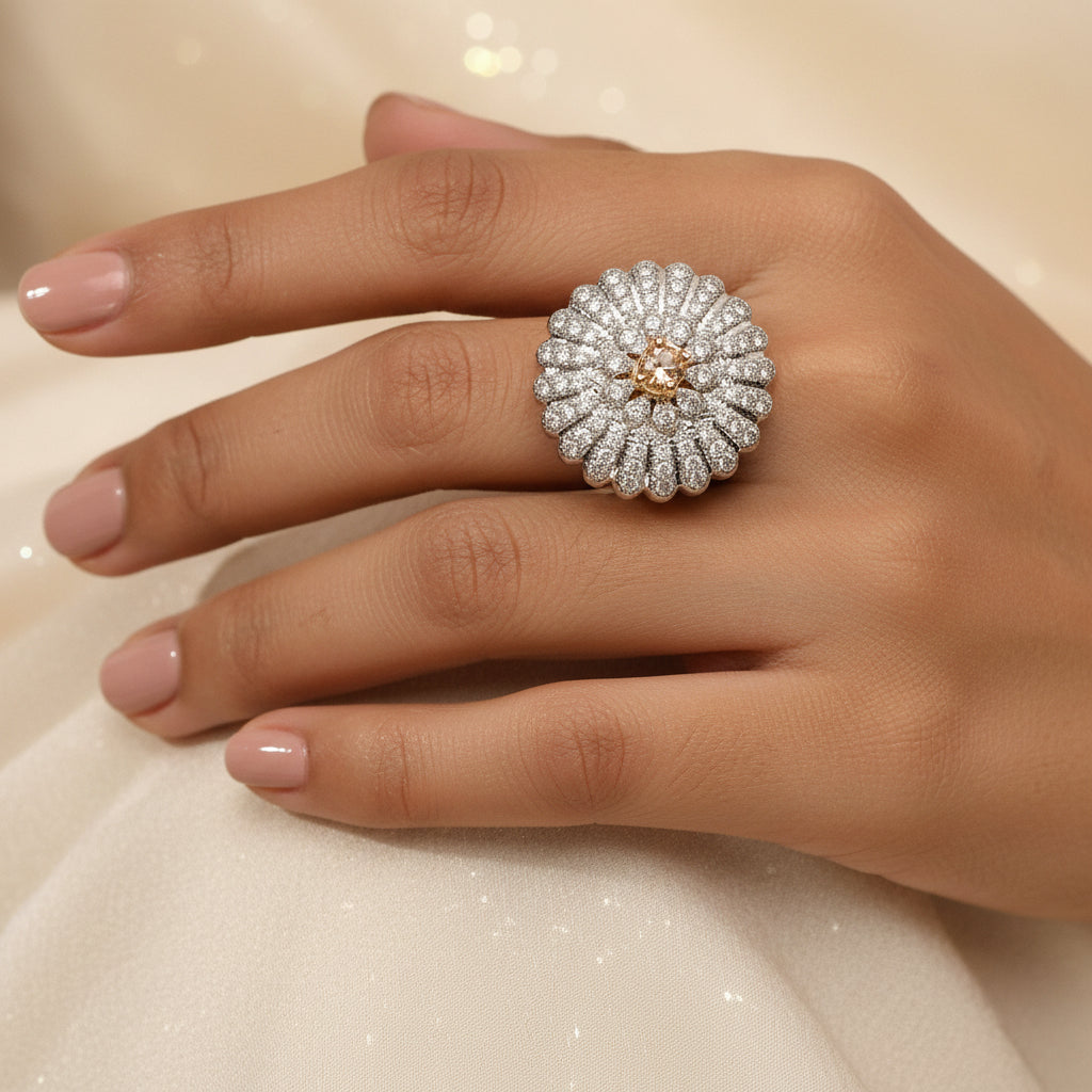 Dazzeling Daisy stone studded zirconia rings