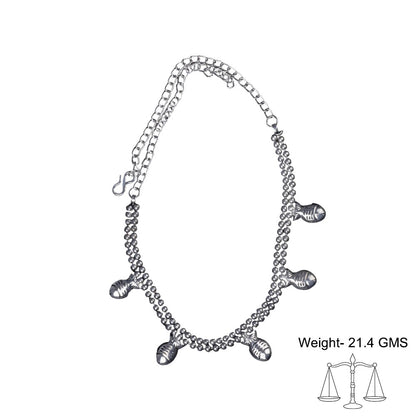 Meen moti brass neckpiece (Silver)