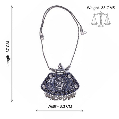 Gajanana glow oxidised chain neckpiece (Silver)