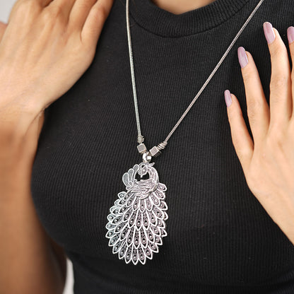 Mayur magic oxidized chain neckpiece (Silver)