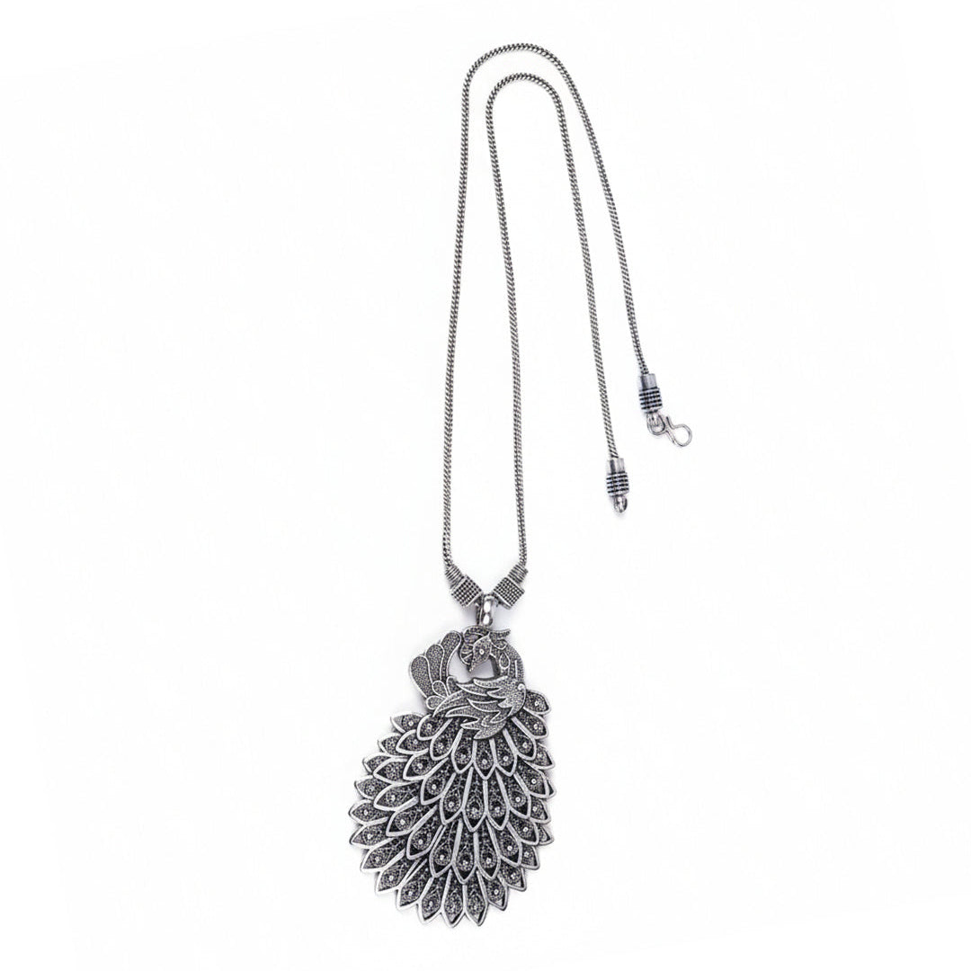 Mayur magic oxidized chain neckpiece (Silver)