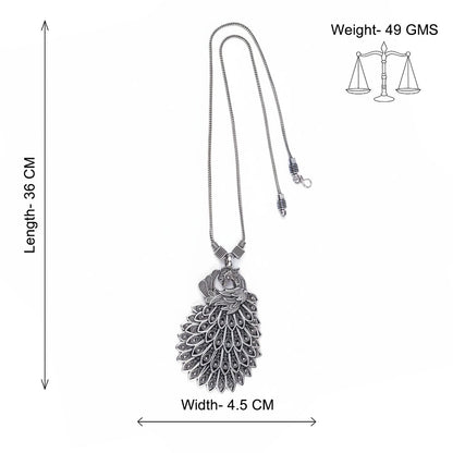 Mayur magic oxidized chain neckpiece (Silver)