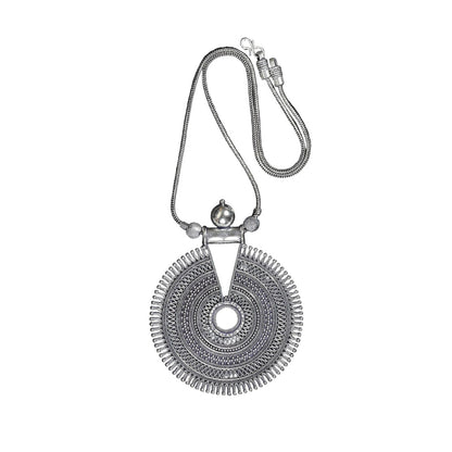 Orbit Pendant oxidized chain neckpiece (Silver)