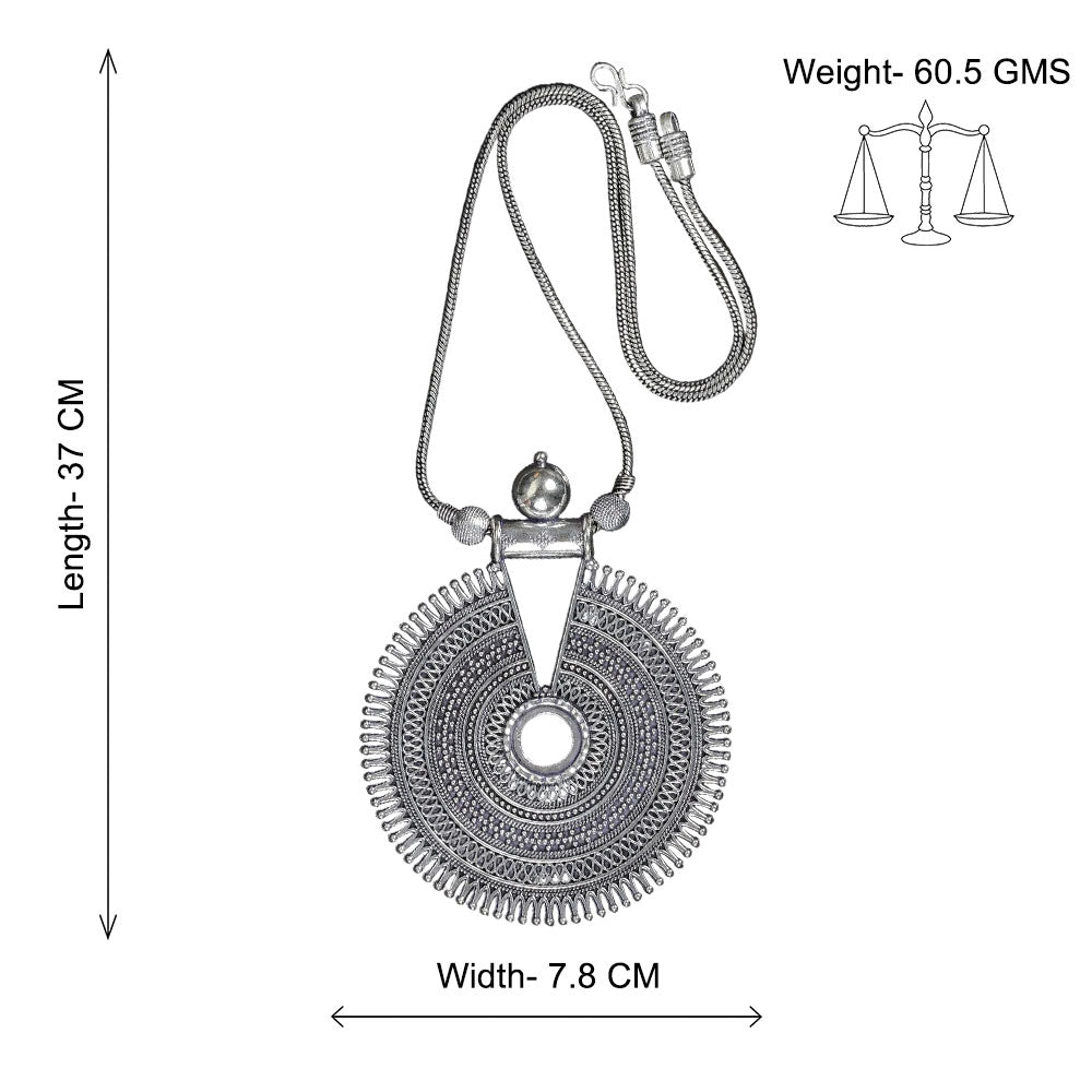 Orbit Pendant oxidized chain neckpiece (Silver)