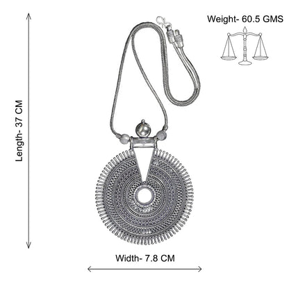 Orbit Pendant oxidized chain neckpiece (Silver)