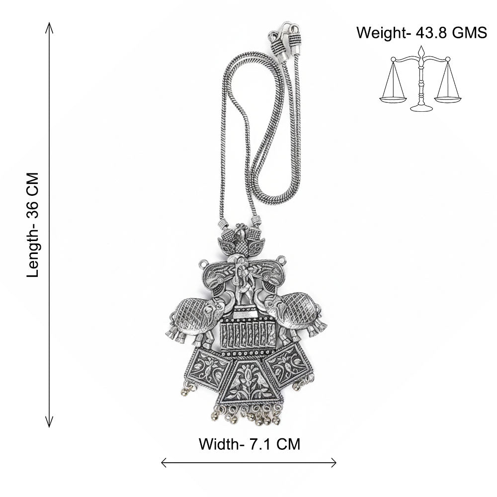 Tusk treasure oxidized chain neckpiece (Silver)