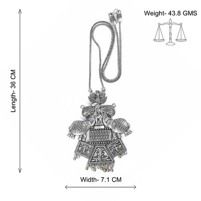 Tusk treasure oxidized chain neckpiece (Silver)