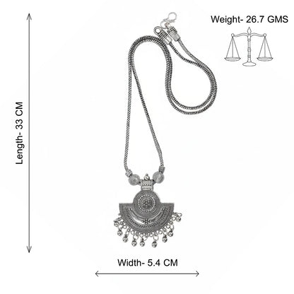 Half moon oxidized chain neckpiece (Silver)