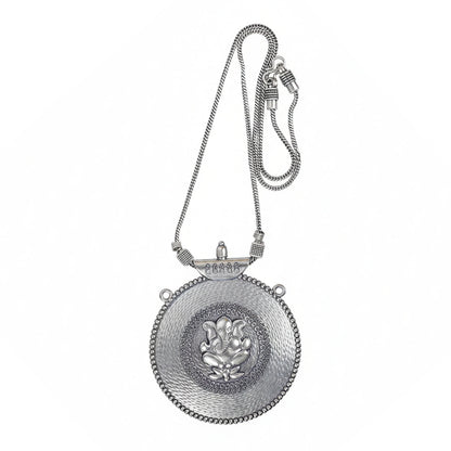 Ganpati goodness oxidized chain neckpiece (Silver)