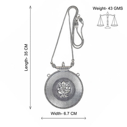 Ganpati goodness oxidized chain neckpiece (Silver)