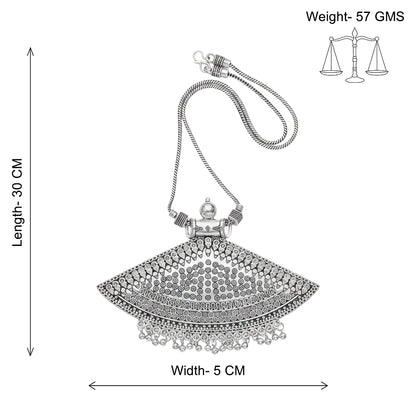 Curved corners oxidized chain neckpiece (Silver)