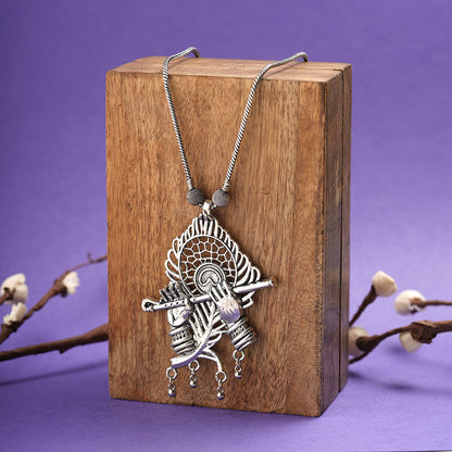 Sacred symphony oxidised chain neckpiece (Silver)