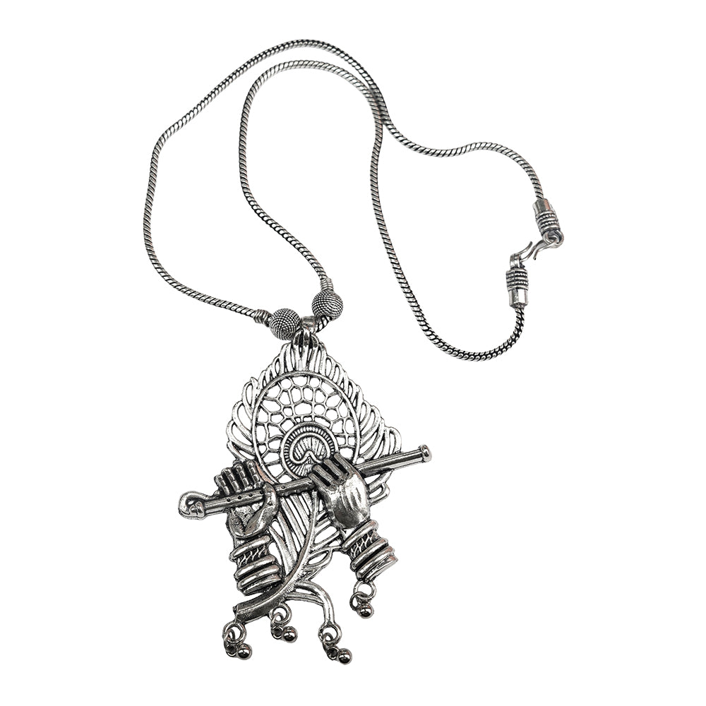 Sacred symphony oxidised chain neckpiece (Silver)