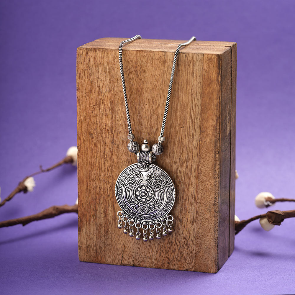 Eternal muse statement pendant beaded neckpiece (Silver)