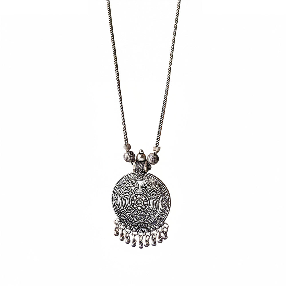 Eternal muse statement pendant beaded neckpiece (Silver)