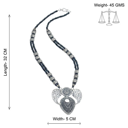 Eternal muse statement pendant beaded neckpiece (Black)