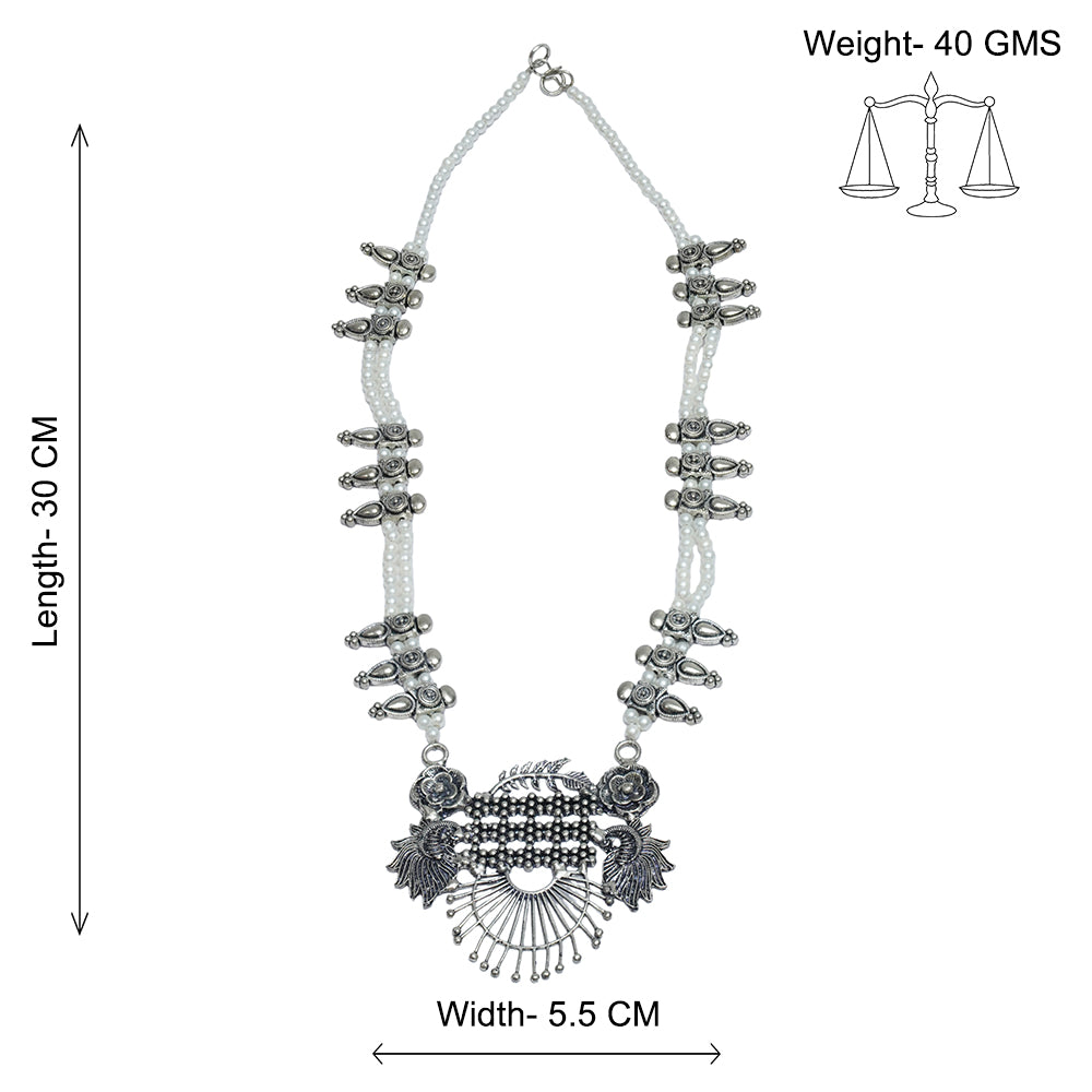 Wild flower oxidized chain neckpiece (White)