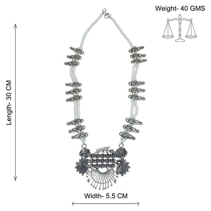 Wild flower oxidized chain neckpiece (White)