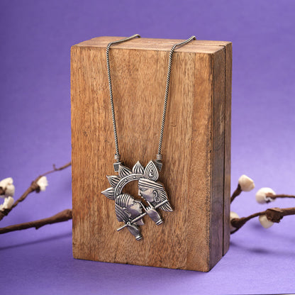 Radhe krishna oxidized chain neckpiece (Silver)