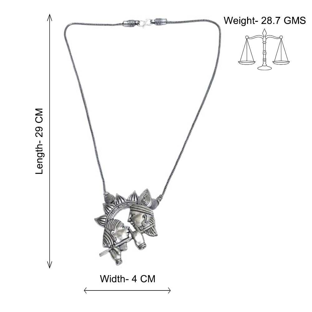Radhe krishna oxidized chain neckpiece (Silver)