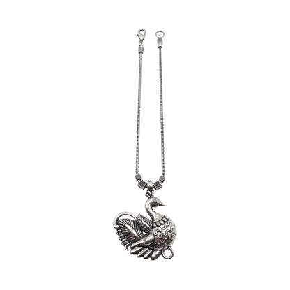 Swan charm oxidized chain neckpiece (Silver)