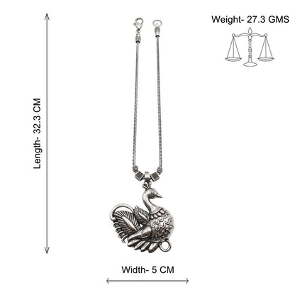 Swan charm oxidized chain neckpiece (Silver)