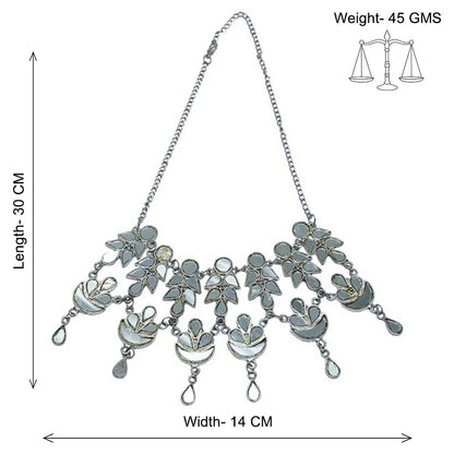 Cosmic charm mirror work choker neckpiece (Silver)