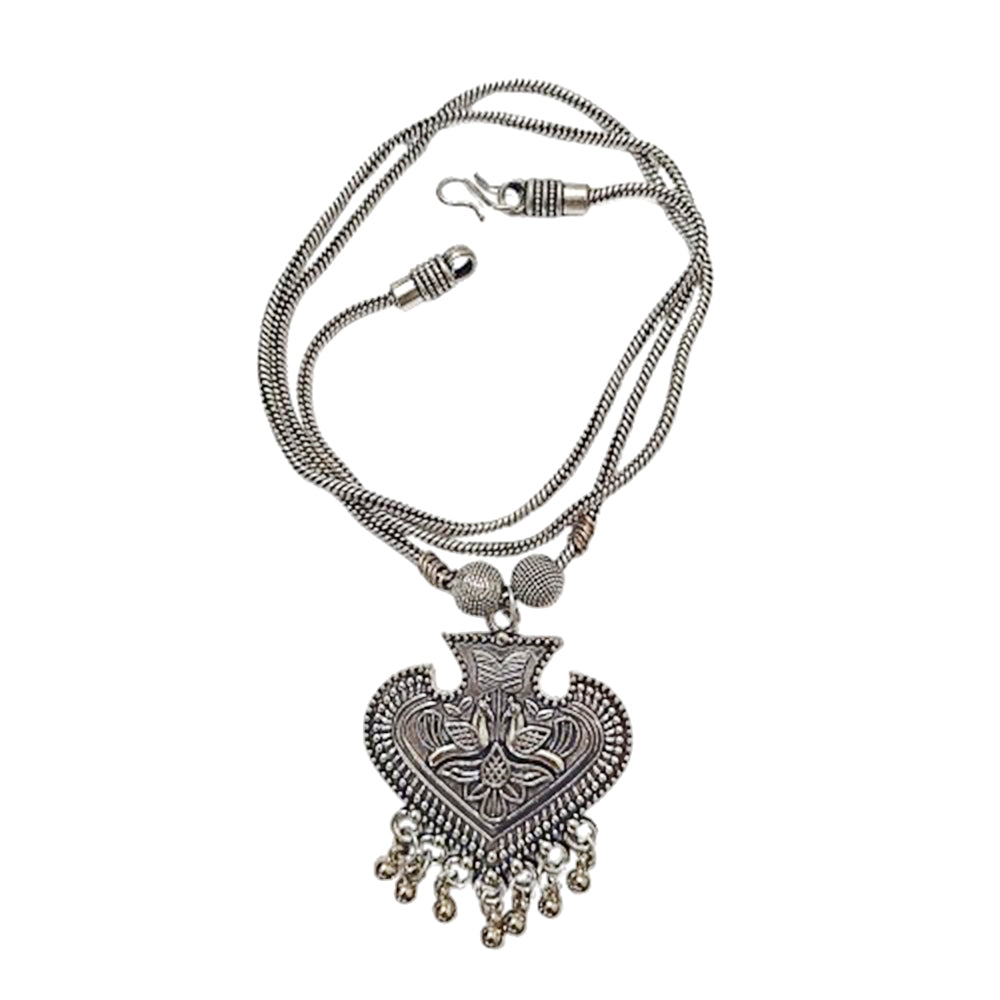 Evergreen grace oxidised chain neckpiecered (Silver)