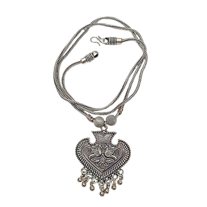 Evergreen grace oxidised chain neckpiecered (Silver)