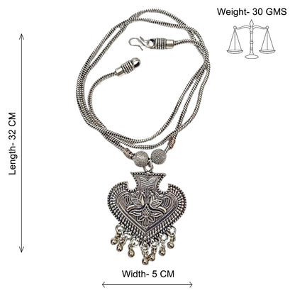 Evergreen grace oxidised chain neckpiecered (Silver)