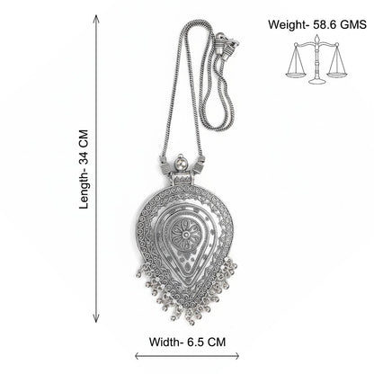 Carved drops oxidized chain neckpiece (Silver)